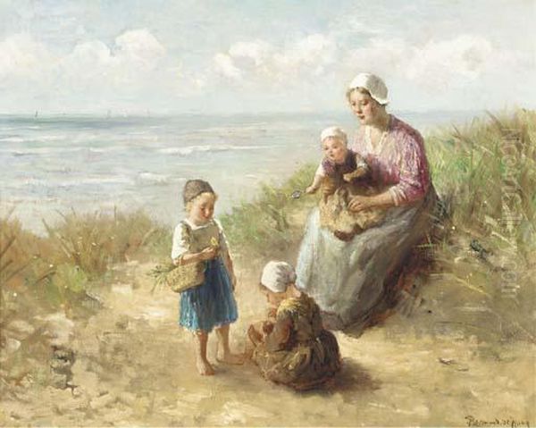 A Young Family In The Dunes Oil Painting by Bernard Johann De Hoog