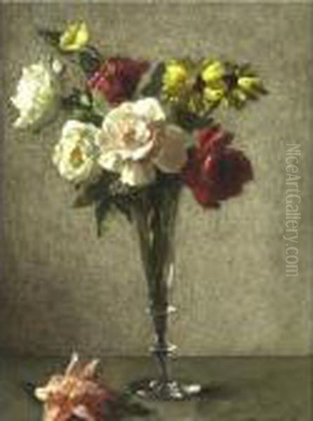 Still Life With Roses And Daisies Oil Painting by Bernard Johann De Hoog