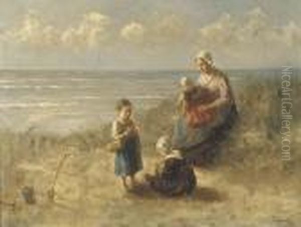 Playing In The Dunes Oil Painting by Bernard Johann De Hoog