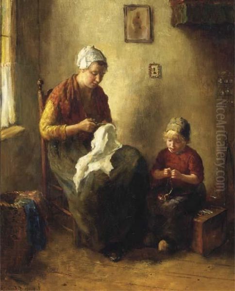 Busy Hands Oil Painting by Bernard Johann De Hoog