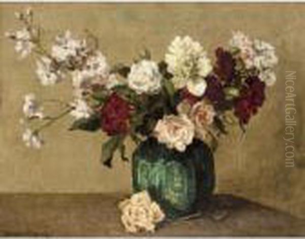 Still Life Of Flowers Oil Painting by Bernard Johann De Hoog