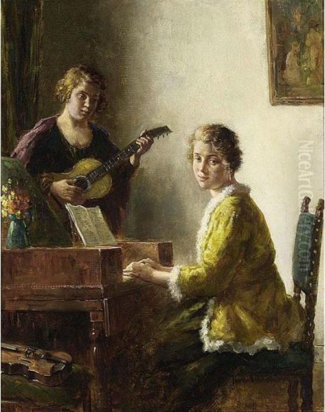 A Musical Moment Oil Painting by Bernard Johann De Hoog