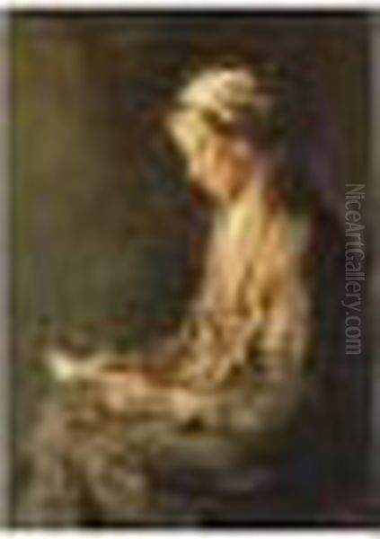 A Woman Reading Oil Painting by Bernard Johann De Hoog