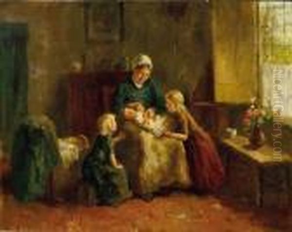 Domestic Bliss Oil Painting by Bernard Johann De Hoog