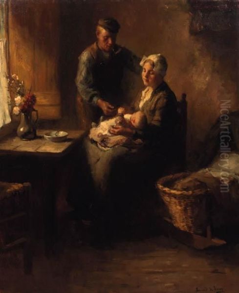 The Young Family Oil Painting by Bernard Johann De Hoog