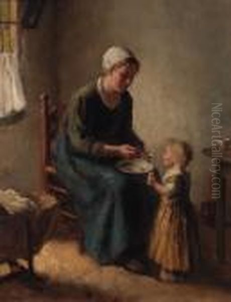 Mother And Child Oil Painting by Bernard Johann De Hoog