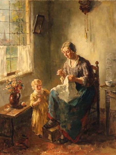 The Seamstress Oil Painting by Bernard Johann De Hoog