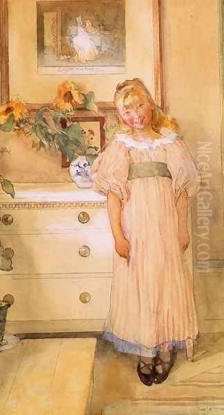 Solrosorna (Sunflowers) Oil Painting by Carl Larsson