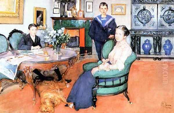 Hakon, Daga And Edgar Oil Painting by Carl Larsson