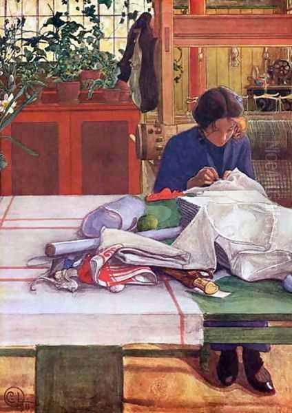 Anna S. Oil Painting by Carl Larsson