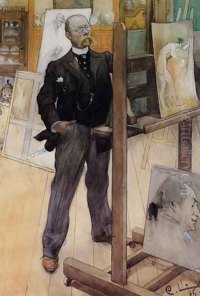 Self Portrait Oil Painting by Carl Larsson