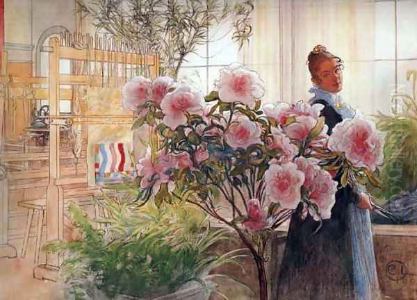 Azalea Oil Painting by Carl Larsson