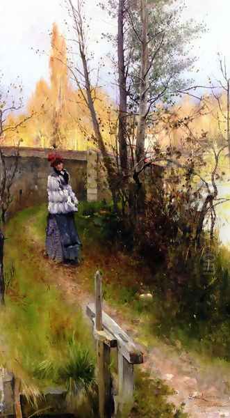 Karin I Grez, Hostmotiv (Karin in Grez, Autumn) Oil Painting by Carl Larsson