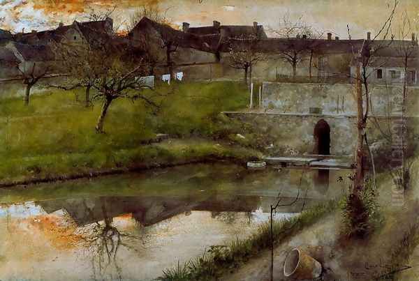 Grez-sur-Loing's Reservoir Oil Painting by Carl Larsson