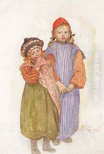 Carpenter Hellberg's Children Oil Painting by Carl Larsson