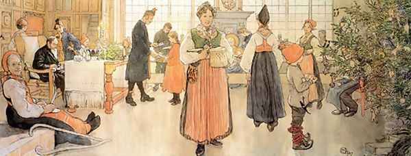 Now Its Christmas Oil Painting by Carl Larsson