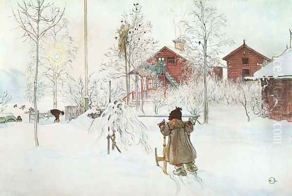 The Front Yard And The Wash House Oil Painting by Carl Larsson