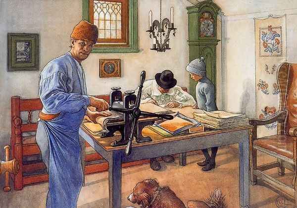 My workshop of engraving Oil Painting by Carl Larsson