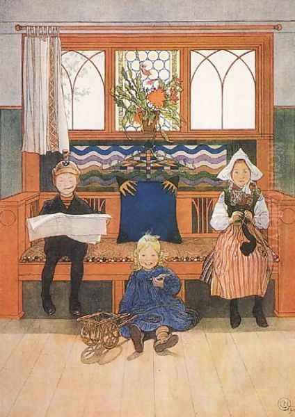 Father, Mother And Child Oil Painting by Carl Larsson