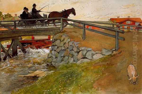 The bridge Oil Painting by Carl Larsson