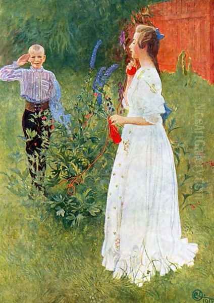 Her Royal Highness Big Sister Oil Painting by Carl Larsson