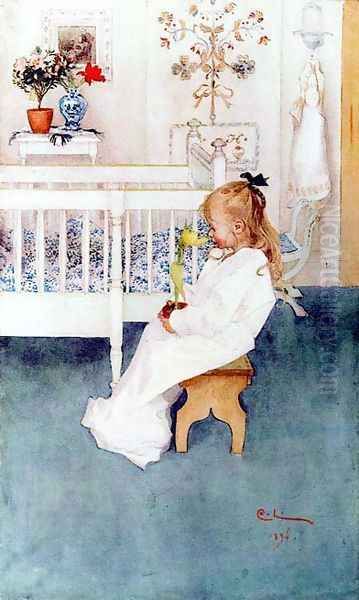 Lisbeth With Yellow Oil Painting by Carl Larsson