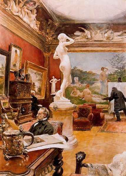 Interior of the gallery Fürstenberg in Göteborg Oil Painting by Carl Larsson