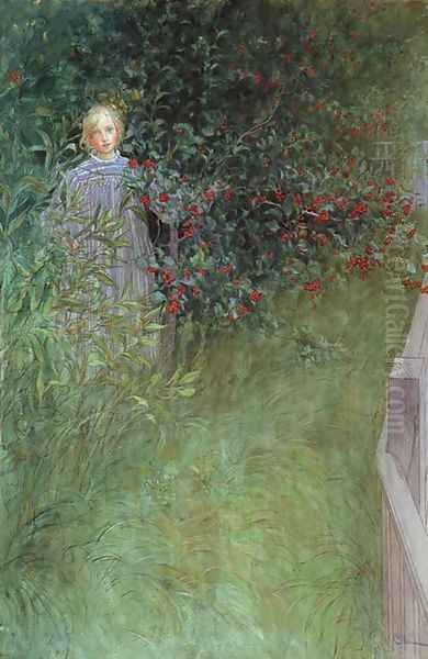 In The Hawthorn Oil Painting by Carl Larsson