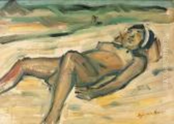 Plage Oil Painting by Roger de La Fresnaye