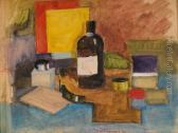 Composizione Con Bottiglia E Calamaio Oil Painting by Roger de La Fresnaye