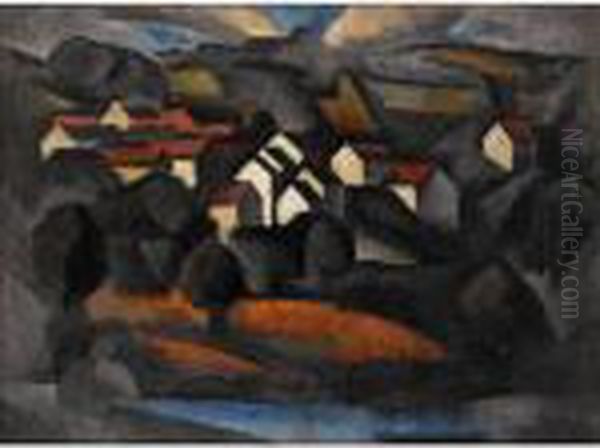 Paysage De La Ferte-sous-jouarre, Version Definitive Oil Painting by Roger de La Fresnaye