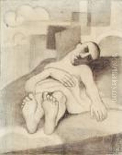 Homme Dormant, Etude Pour Paludes, Circa 1920 Oil Painting by Roger de La Fresnaye