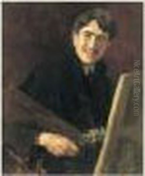 Portrait De L'artiste Souriant, Vers 1905 Oil Painting by Roger de La Fresnaye