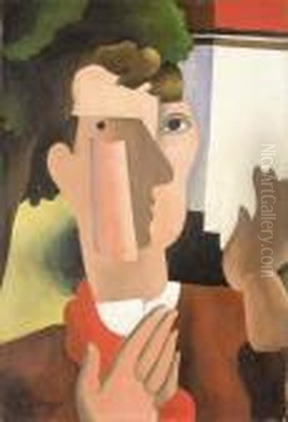 L'homme Au Foulard Rouge Oil Painting by Roger de La Fresnaye