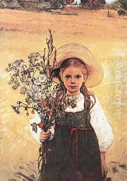 Flowers In The Meadow Oil Painting by Carl Larsson