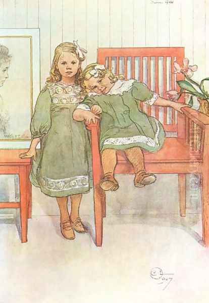 Minni And Essi Oil Painting by Carl Larsson