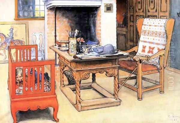 Peek-A-Boo Oil Painting by Carl Larsson