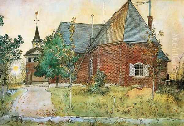 The Old Church Oil Painting by Carl Larsson