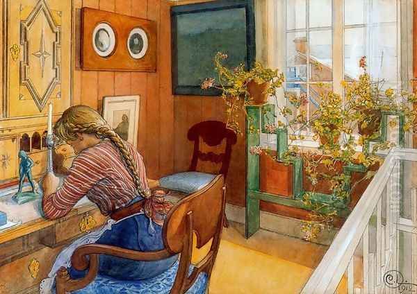 Correspondence Oil Painting by Carl Larsson