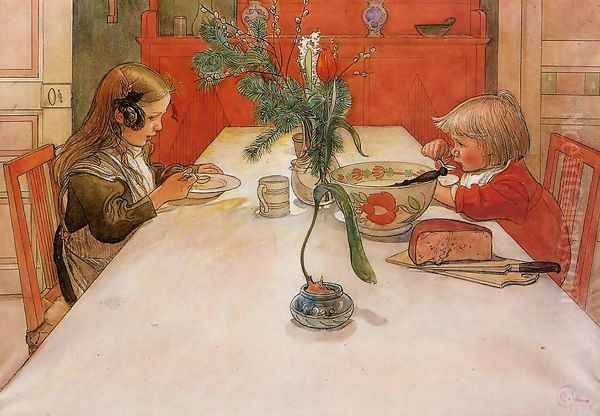 Evening Meal Oil Painting by Carl Larsson