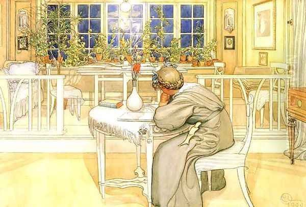 The Evening Before The Journey To England Oil Painting by Carl Larsson