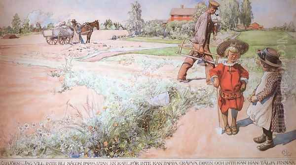 Esbjorn And The Farmer's Girl Oil Painting by Carl Larsson