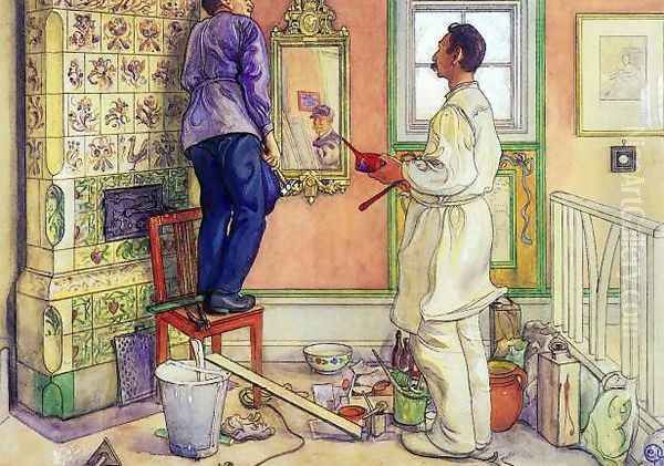 My friends, the Carpenter and the Painter Oil Painting by Carl Larsson