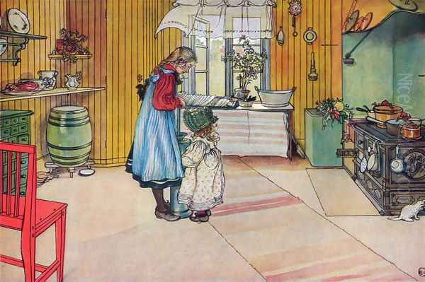 The Kitchen Oil Painting by Carl Larsson