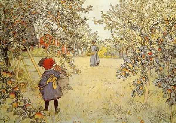 The Apple Harvest Oil Painting by Carl Larsson