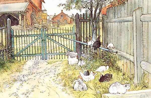 The Gate Oil Painting by Carl Larsson