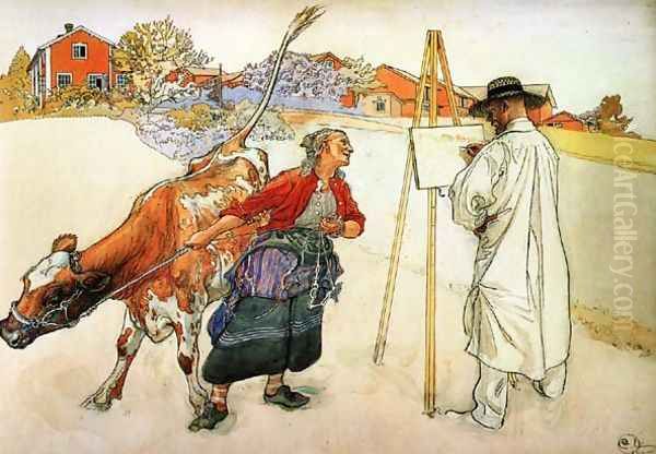 On The Farm Oil Painting by Carl Larsson