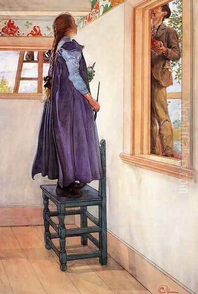 Suzanne And Another Oil Painting by Carl Larsson