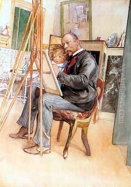 Seen In The Mirror Oil Painting by Carl Larsson