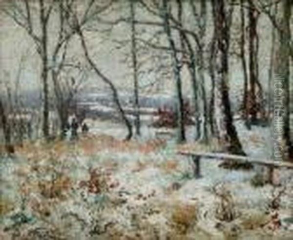 La Promenade En Hiver Oil Painting by Emmanuel De La Villeon